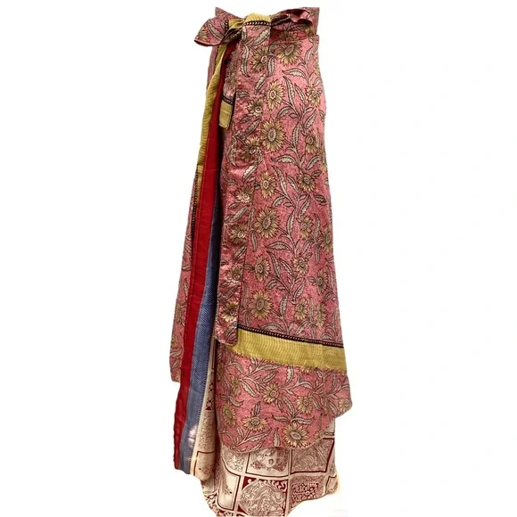 EARTHBOUND Bohemian Mixed Media Reversible Wrap Maxi Skirt - Picture 5 of 12